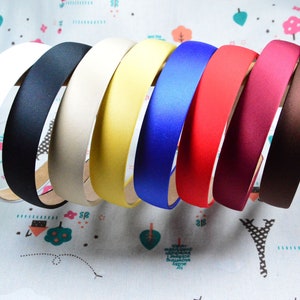 10pcs x 25mm assorted color satin headbands, satin wrapped plastic headbands, choose your color