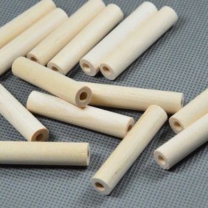 10pcs/30pcs x 50mm Unfinished wooden tubes, wooden pipes, column shape wood charm