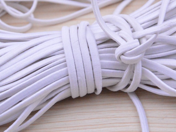 5 Yds White Flat Elastic Cord, 5mm Width Elastic Thread, Sewing Stretch  String, Polyester Fabric Covered Rubber Elastic Rope, Stretch Cord 