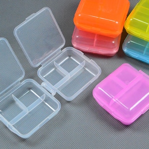 Boîte carrée en plastique double couche de couleurs assorties, boîte de rangement pour bijoux avec grilles divisées, boîte de rangement pour perles
