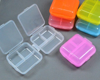 Assorted color Double Layer plastic box square box, Jewelry craft organizer box with Divided Grids, bead storage container box