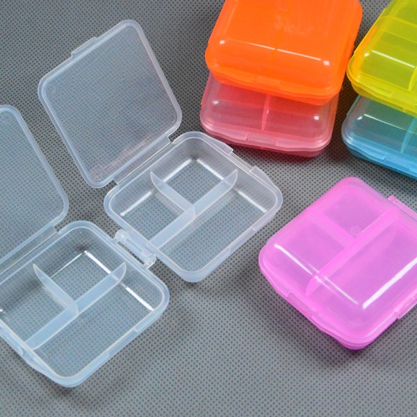 Assorted color Double Layer plastic box square box, Jewelry craft organizer box with Divided Grids, bead storage container box