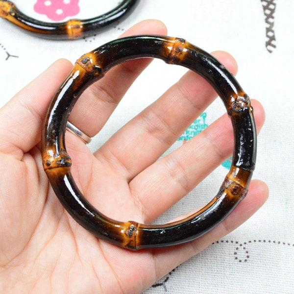 4pcs natural bamboo bangle bracelet, large bamboo circle ring 80mm diameter