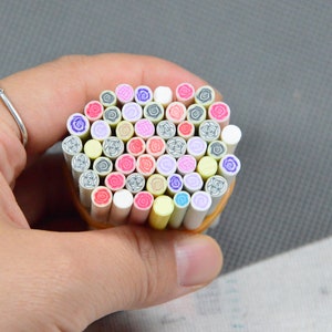 20pcs/50pcs x 50mm long Polymer Clay Cane, assorted Rose Theme Polymer clay sticks, Nail Art Manicure Decor