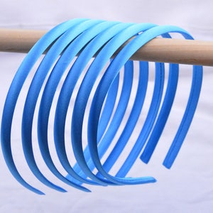 10pcs x 10mm Satin headbands, Island blue satin covered plastic headbands, satin hair bands, blanks headbands