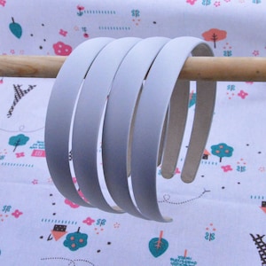 10pcs x 20mm satin headbands, light grey satin covered plastic headbands, satin hair bands hair hoop