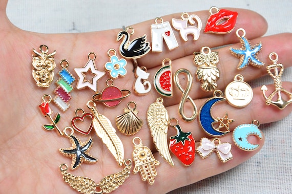 Bulk 150 Enamel Charms Assorted Charms Gold Metal Charms DIY Bracelet Charms Jewelry Charms Collection Etsy