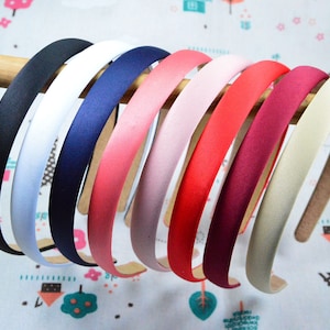 10 pcs assorted color satin covered plastic headbands 20mm satin headband