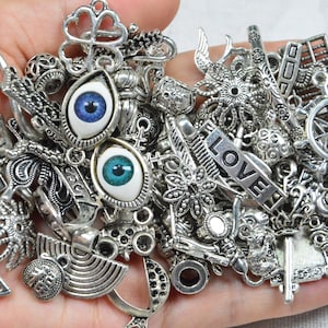 20/50/70/100 PCS assorted charms, antique silver charms jewelry pendants, random mixed