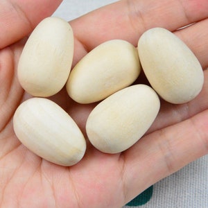 20pcs Unfinished wooden eggs, egg shape wooden beads, oval wood beads 18x29mm