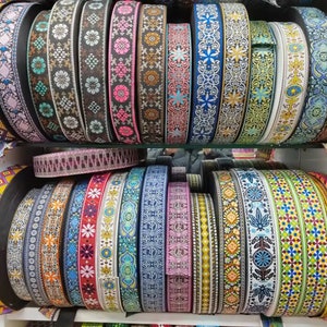 5cm Width Ethnic Flower Jacquard ribbon trim, Geometric Woven ribbon for Webbing Bag strap, handbag strap Guitar strap supply