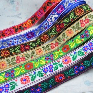 3CM wide Flower Embroidered ribbon Jacquard trim, flower Woven tape sewing border Jacquard ribbon, sell by the yard