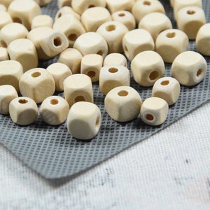 50 pezzi/100 pezzi perline di legno quadrate non finite, cubi di legno, perline di legno gioielli 8mm/10mm