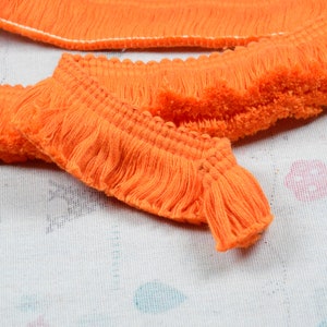 100% cotton fringe trim, 1.5&#39;&#39;(3.8cm) wide Orange cotton brush fringe ribbon border sewing trim by the yard