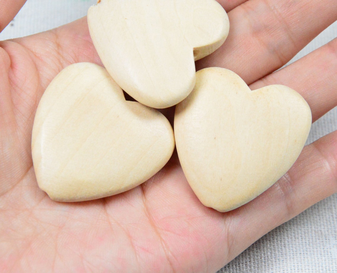 30 Pcs Wooden Hearts Large Unfinished Wood Heart Beads Etsy