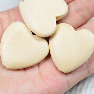 30 pcs wooden hearts, large unfinished wood heart beads 35x35mm