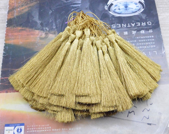 50 PCS Gold Tassels, Metallic Gold Skinny String Fringe Tassels