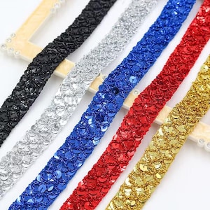 3 yds/10 yds 2.2cm width sequin ribbon, fish scale sequin tape, Sparkle sequin ribbon Trim for decoration
