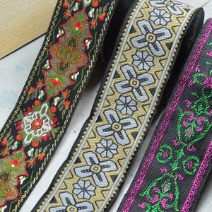 Geometric Jacquard ribbon, Floral embroidered ribbon trim, 4-5 cm wide polyester woven tape craft ribbon sewing trim