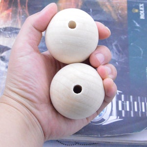 5 pcs large unfinished wooden beads, large round wood ball beads 50mm