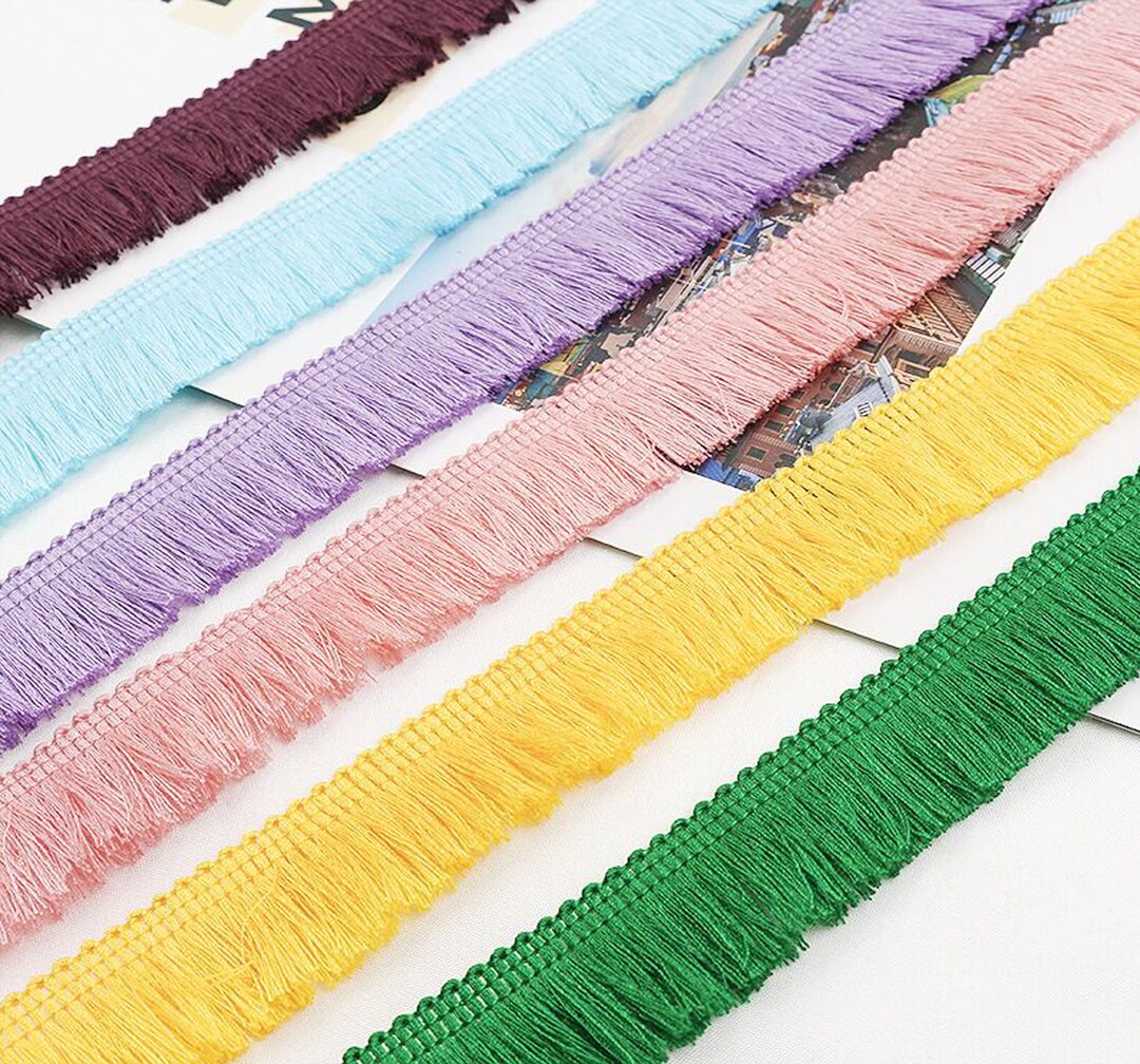 1'' Wide Silk Fringe Trim, 10ft Silk Tassel Fringe Ribbon, a Strip of
