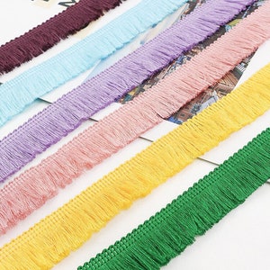 1'' wide Silk fringe trim, 10ft Silk tassel fringe ribbon, a strip of hanging threads tape border, thin brush fringe ribbon choose your like