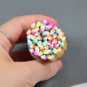 50mm length Assorted color Feather Polymer Clay canes, Waterdrop shape Polymer Clay sticks for Nail art 20pcs/50pcs option