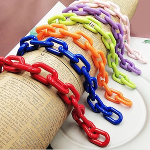 Farblich sortiert Acryl Kette, Open Link Chunky Kette, Geldbörse Kette, Schulter Handtasche Bügel Tasche Griff Taschenkette