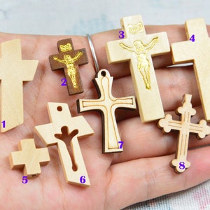 10/20/50 PCS Wooden cross charms, DIY wood cross pendant Jewelry supply, choose your like