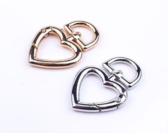 Silver/Gold Heart swivel clasp, Large Lobster clasp, Metal Heart claw hook spring clasp for DIY accessories 31x47mm