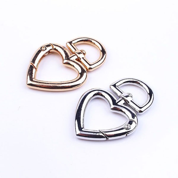 Silver/Gold Heart swivel clasp, Large Lobster clasp, Metal Heart claw hook spring clasp for DIY accessories 31x47mm