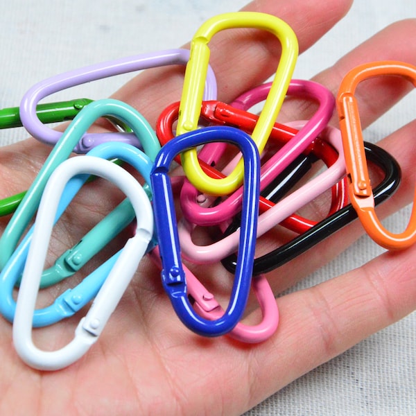 10 pcs Aluminum Carabiner, D shape Carabiner clip clasp Spring hook belt clip keyring camping Karabiner, 13 colors, choose your color