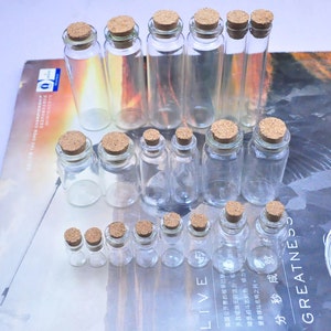 50 pieces Small Glass Bottles With Corks, glass vials, mixed size you choose the size image 3