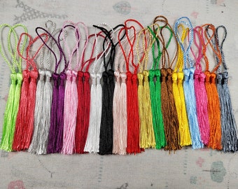 100 pcs silk tassels, 3'' silk fringe tassels with 2'' cord, choose your color