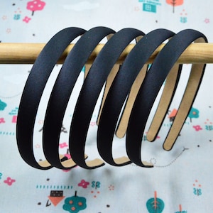 10pcs x 15mm satin headbands, black satin covered plastic headbands, satin hair bands, blanks headbands