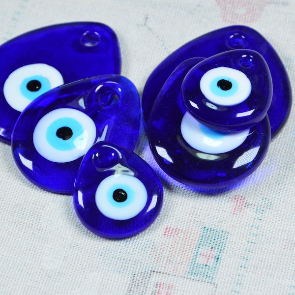 2pcs/5pcs/10pcs Blue glass Turkish Evil Eye Teardrops, Greek Mati Eye Nazar Amulet Protection 100% Authentic Handmade Lucky Evil eye hanging