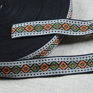 22mm wide Diamond Jacquard ribbon trim, Geometric Jacquard trim woven tape craft ribbon sewing trim