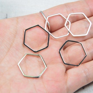 10pcs/50pcs x 20mm Real gold plated Brass hexagon, White K hexagonal ring charms, Jewelry hexagon link connector
