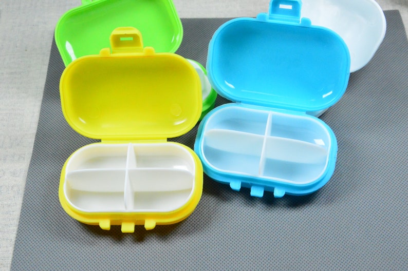 White/Green/Yellow/Blue Square plastic box individual 4 Grids white tray, Pill box, Medicine box storage, Jewelry beads organizer holder image 6