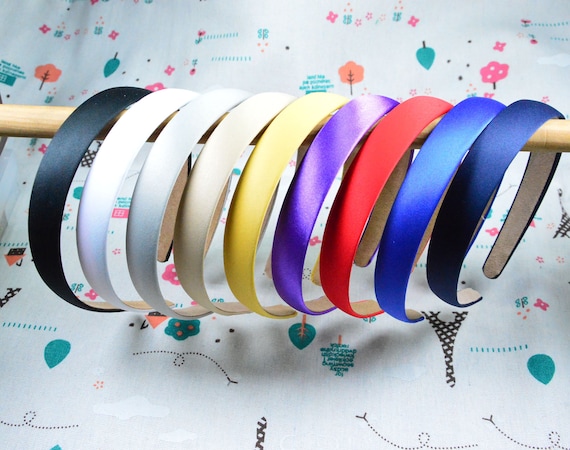 10 pcs assorted color satin covered plastic headbands 20mm satin headband