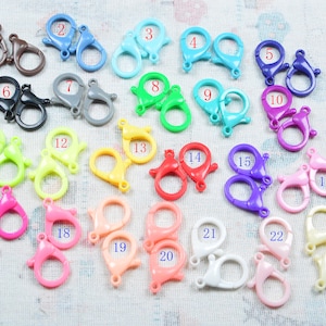 10/20/50/100 Assorted color plastic Lobster clasps, spring clasp for Jewelry glasses chain hook connector 18x26mm, Choose your color