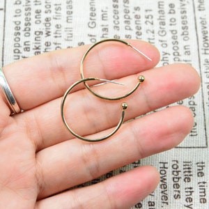 5 pairs ball end open hoop earrings, gold ear hoop, Metal stud earrings