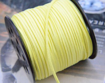 10 yds faux suede leather cord, Lemon flat suede cord for Jewelry Crafts 2.5mm