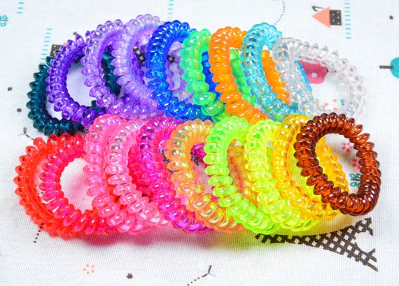 50pcs Coil Hair Ties Telephone Cord Hair Tie Assorted Color Etsy