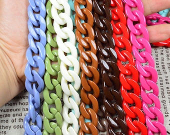 chaîne en plastique, chaîne en acrylique avec maillons plats ouverts, chaîne à lunettes, chaîne pour collier