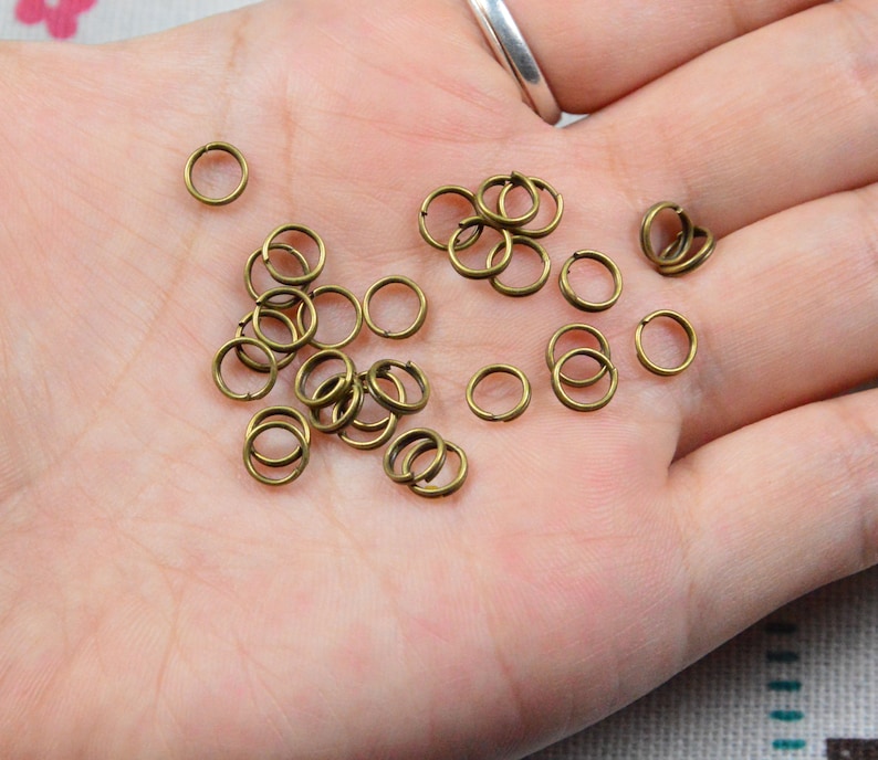 finished double loop split rings connectors 6mm 100 pcs antique bronze metal jump rings