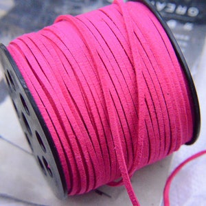 10 yds Virtual Pink flat faux suede cord, faux suede leather cord string 2.5mm