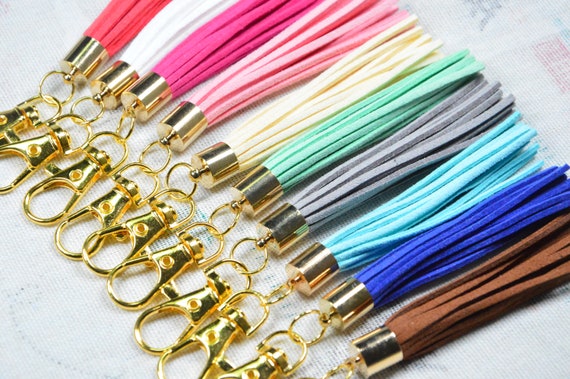 2 Pcs Large Fringe Tassel Keychains, Keychain Tassels With Gold Swivel  Clasps, Faux Suede Leather Tassel With Gold Copper Cap 