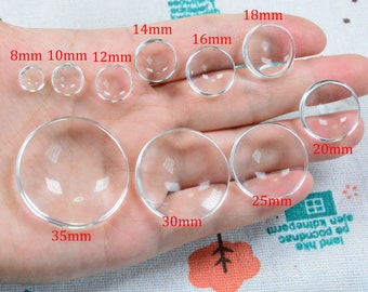 50 cabochons ronds en verre transparent, couvercles en verre bombés transparents, choisissez votre taille