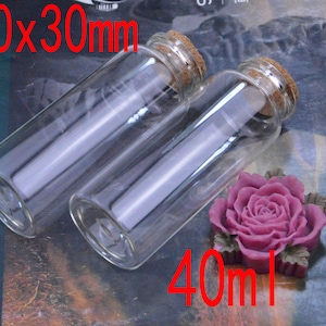 20pcs small glass bottles with corks 40ml, small glass jars, glass vials, empty bottles or jars 30x80mm